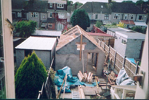 Trusses in position.
